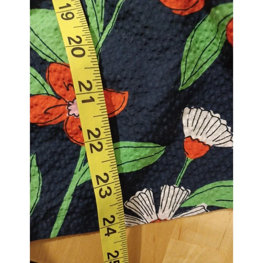 Kate Spade Size Small Daisy Vines Puff Sleeve Blouse Blue Floral Scoop Neck EUC